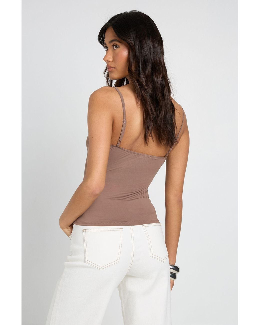 Boohoo White Second Skin Strappy Square Neck Vest Top