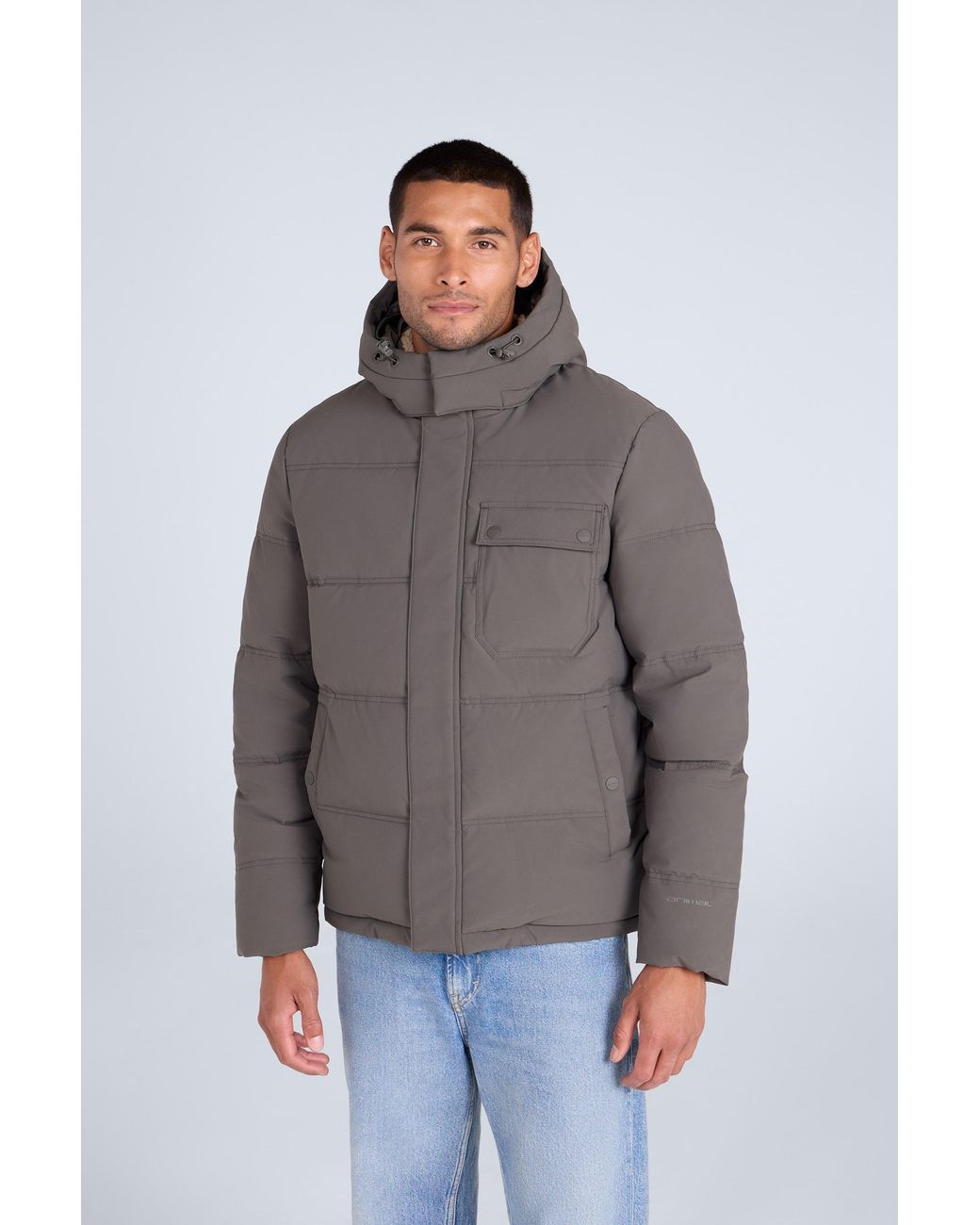 Mountain Warehouse Gray 'Fistral' Borg Lined Jacket With Side Pockets Water Resistant Coat Cotton for men