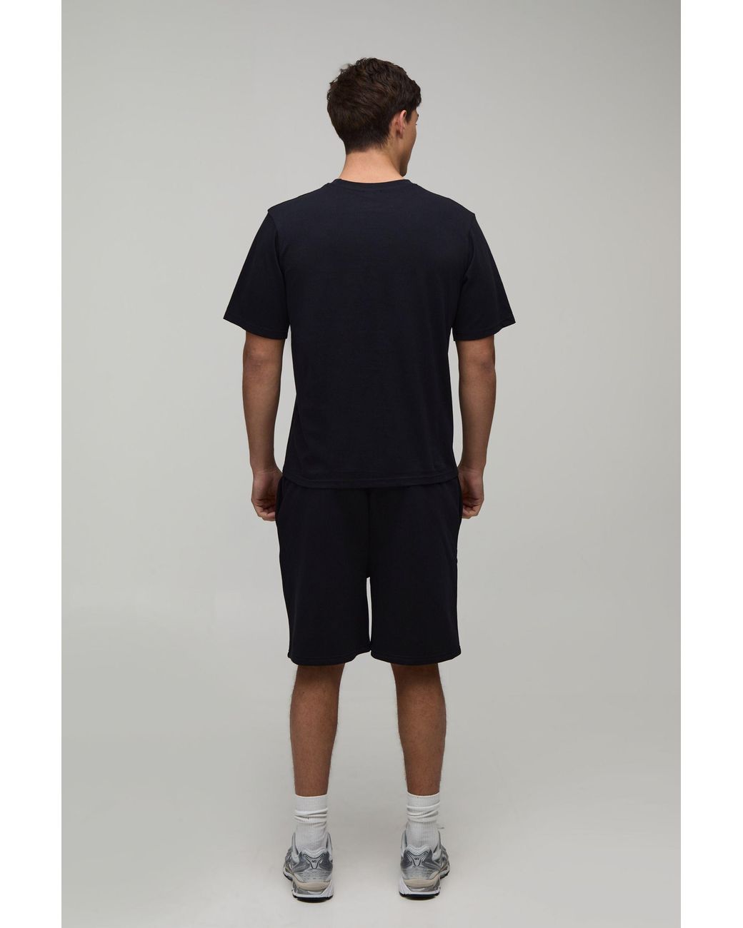 BoohooMAN Blue Regular Fit Rose Embroidered T-Shirt & Fit Short Set for men