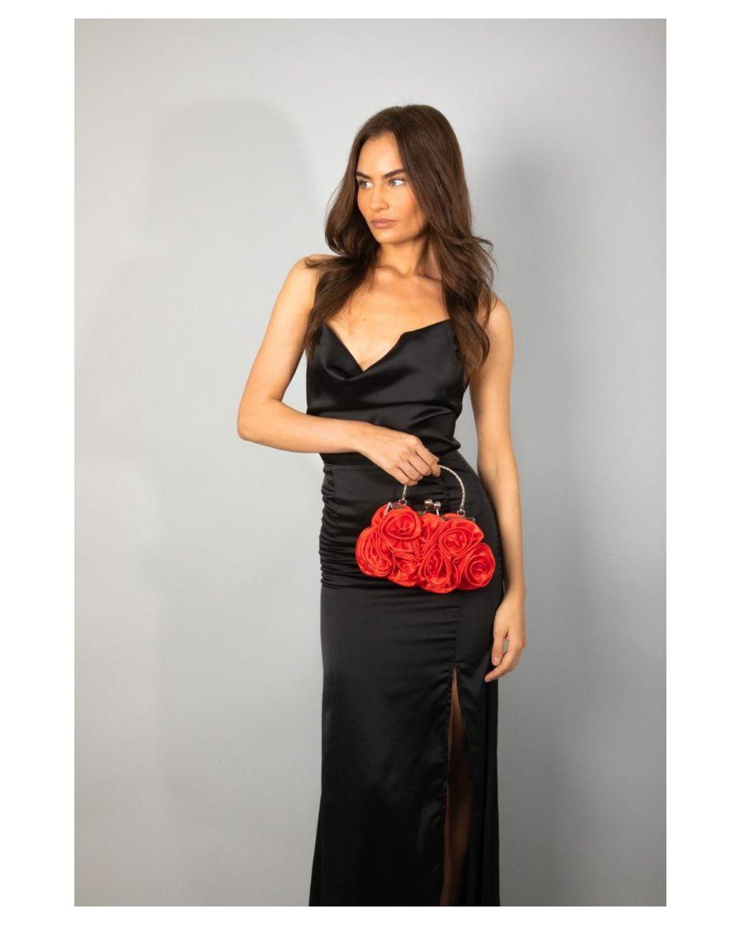 SVNX Red 3D Rose Clutch Bag