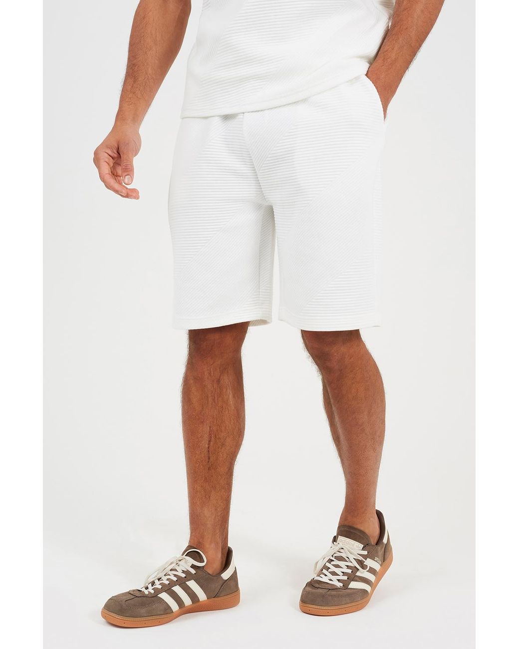 Brave Soul White Elasticated Waist Shorts for men