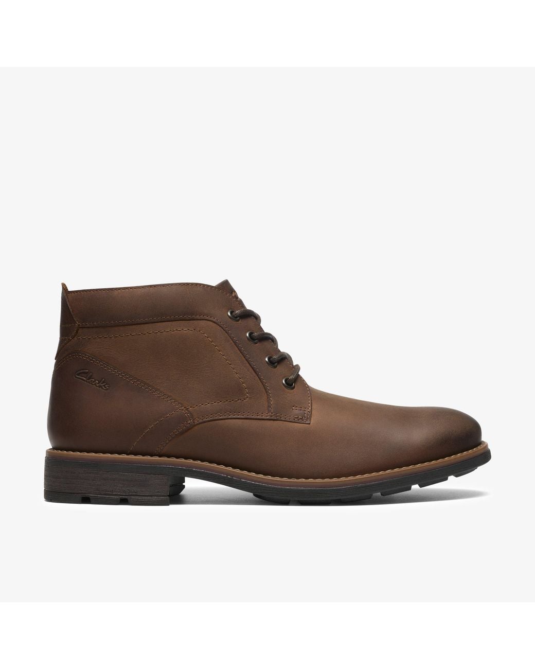 Clarks Brown Emmet Chukka Tan Leather Boots for men