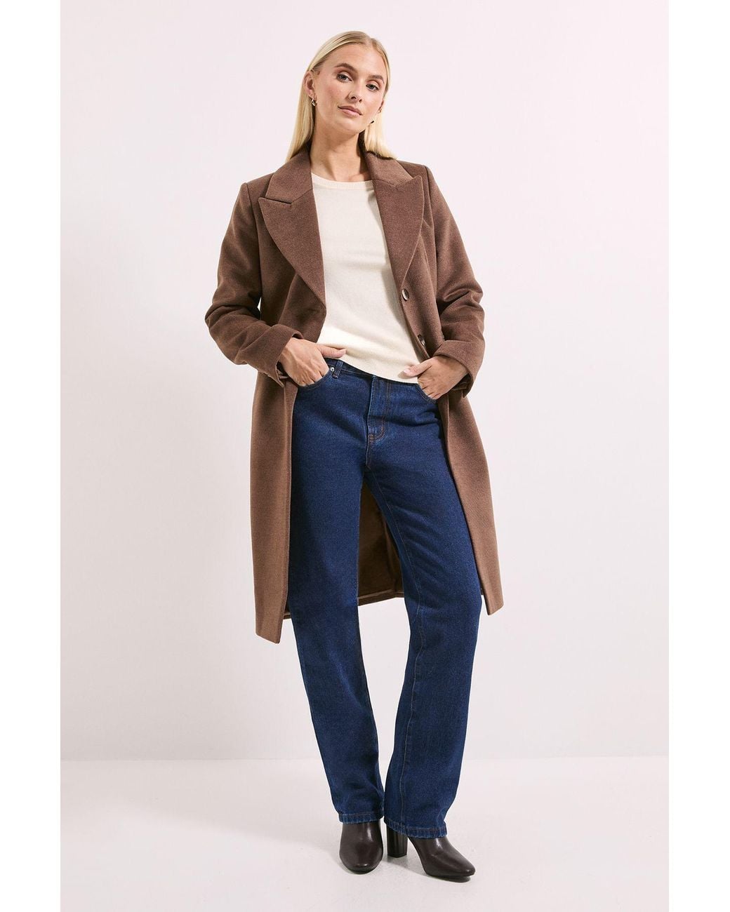 PRINCIPLES Blue Tux Style Single Breasted Coat