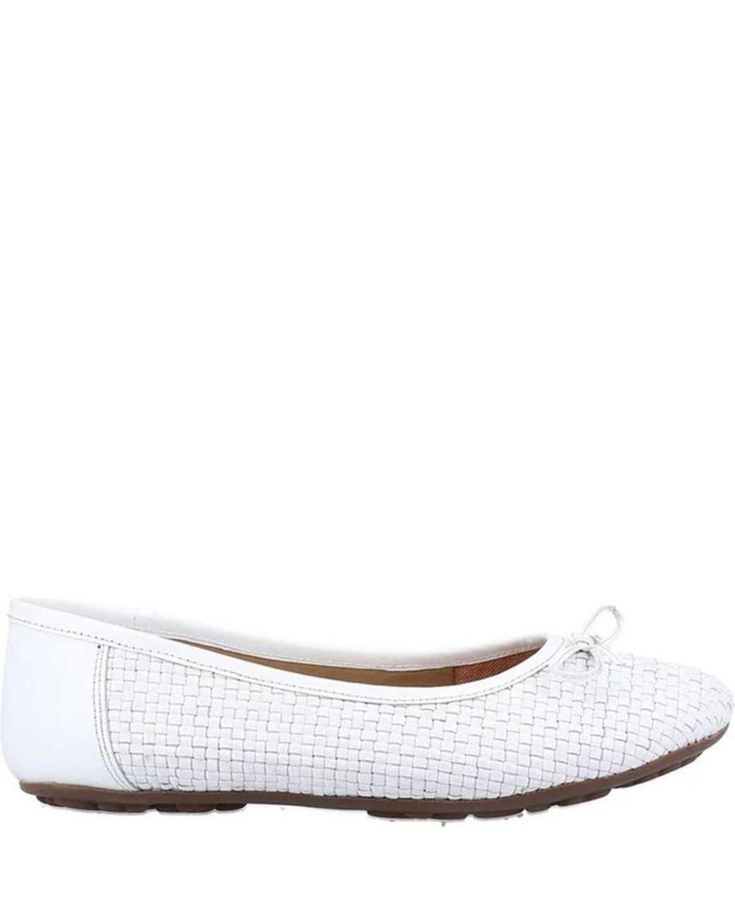 Hush Puppies White Ladies Ballerina Leather Pumps