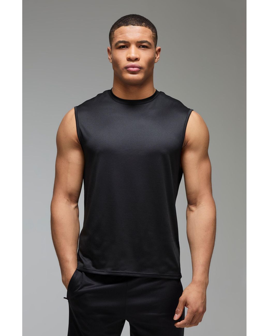 BoohooMAN Gray Active Regular Lightweight Essentials Workout Tank for men