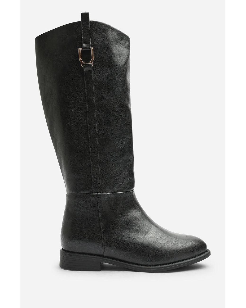 Where's That From Black Karella Knee High Riding Boot With Hardware Detail