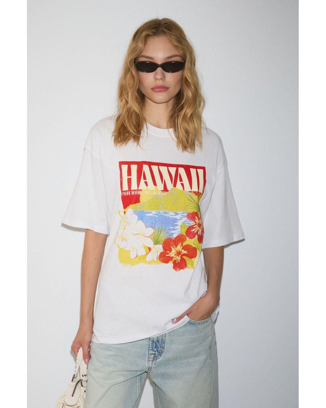 Grimelange Gray Oversized Crew Neck Printed T-Shirt