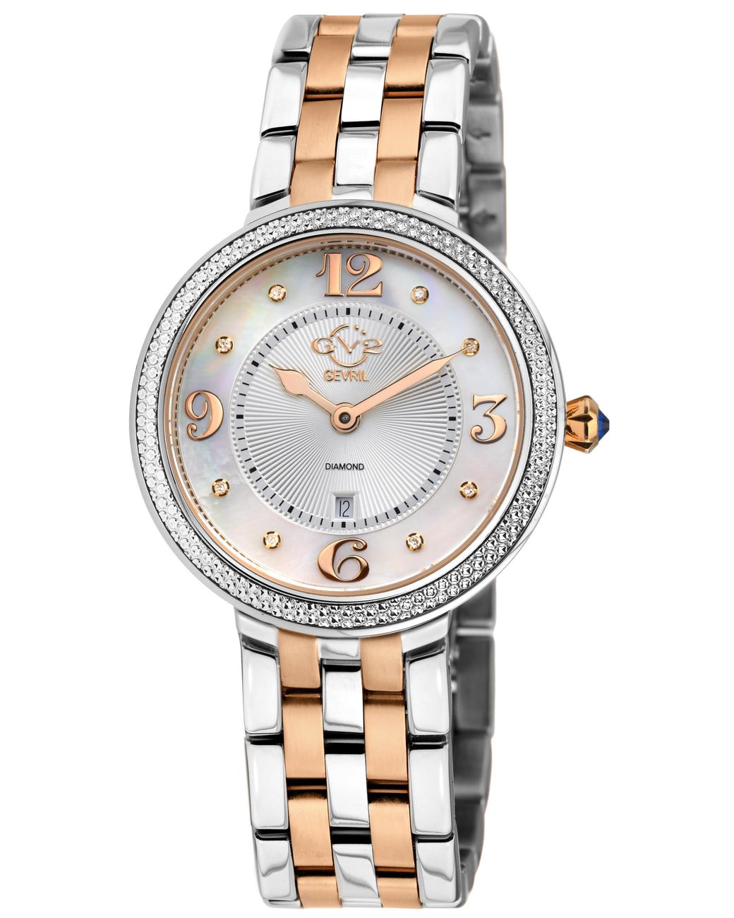 Gv2 Metallic By Gevril 12904B Verona Swiss Diamond Watch