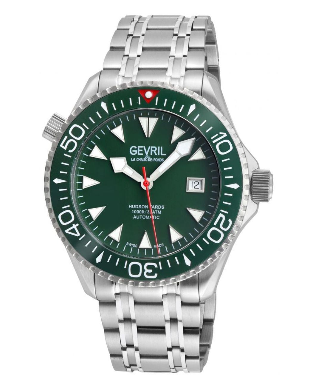 Gevril Green Hudson Yards Swiss Automatic Sellita Sw200 Dial Stainless Steel Watch for men