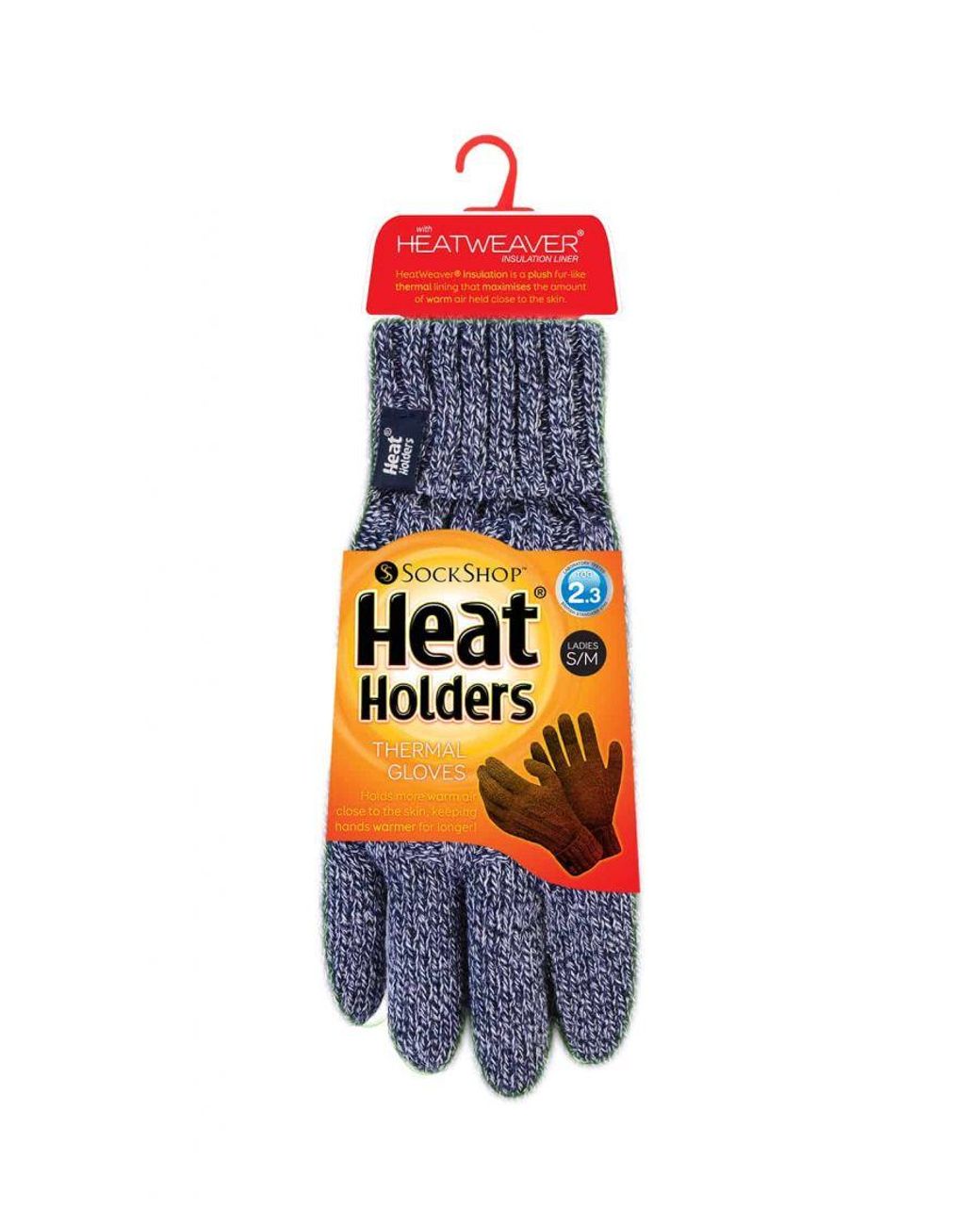 Heat Holders Blue Cable Knit 2.3 Tog Gloves For Winter