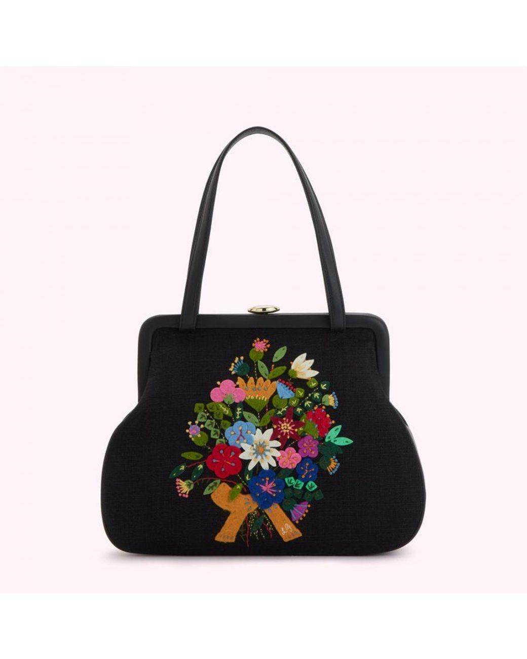 Black floral handbag hot sale
