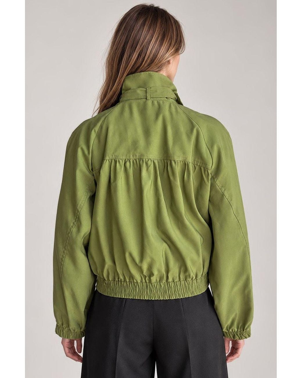 Hiccup Green Oversized Stand Collar Jacket