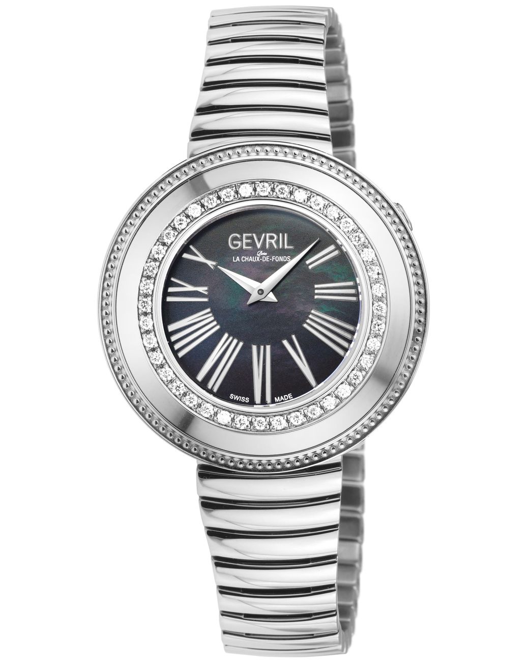 Gevril Gray Gandria Swiss Diamond Watch, 316L Ss Case, Mop Dial, Bracelet