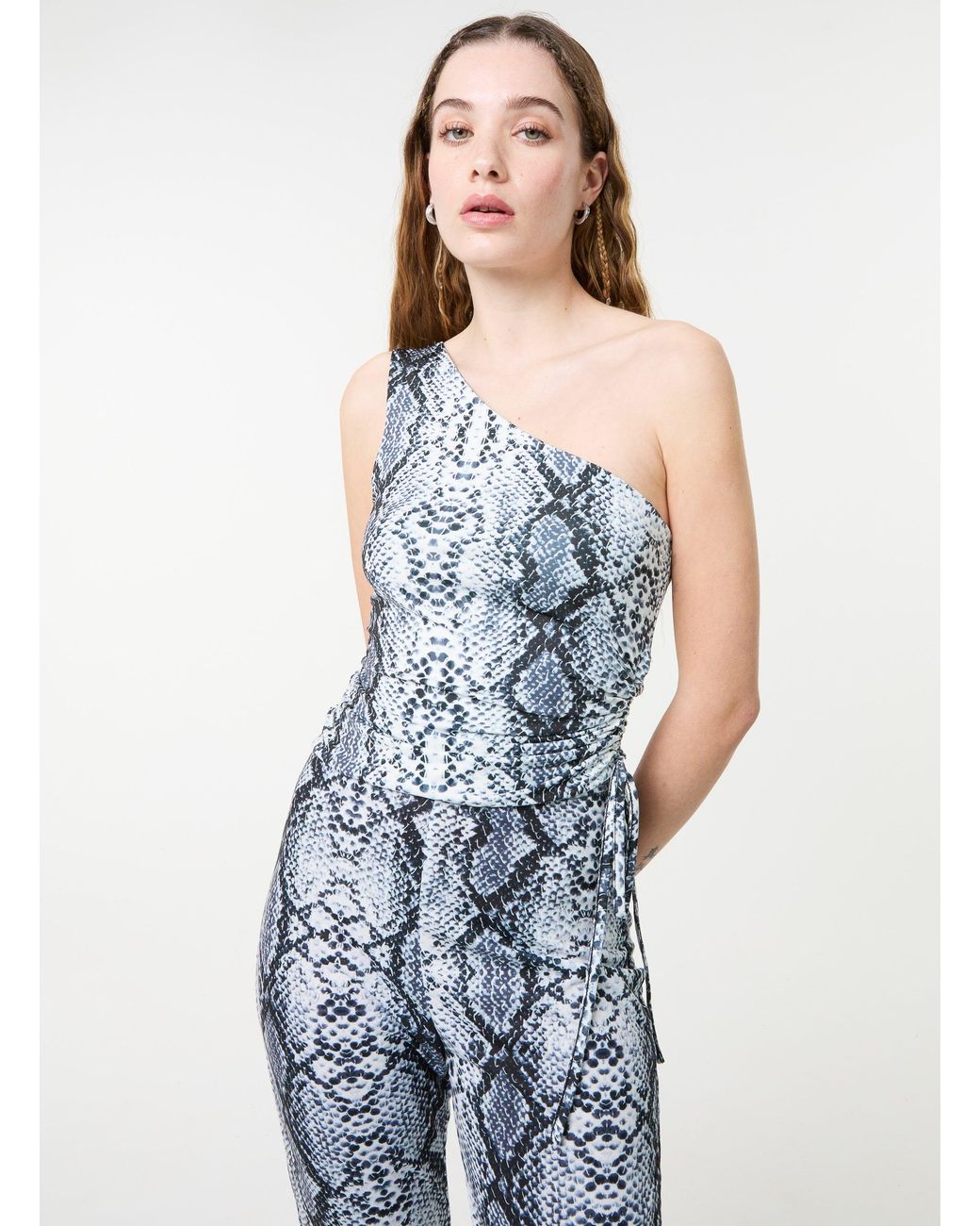Pink Vanilla Blue Snake Asymmetric Top