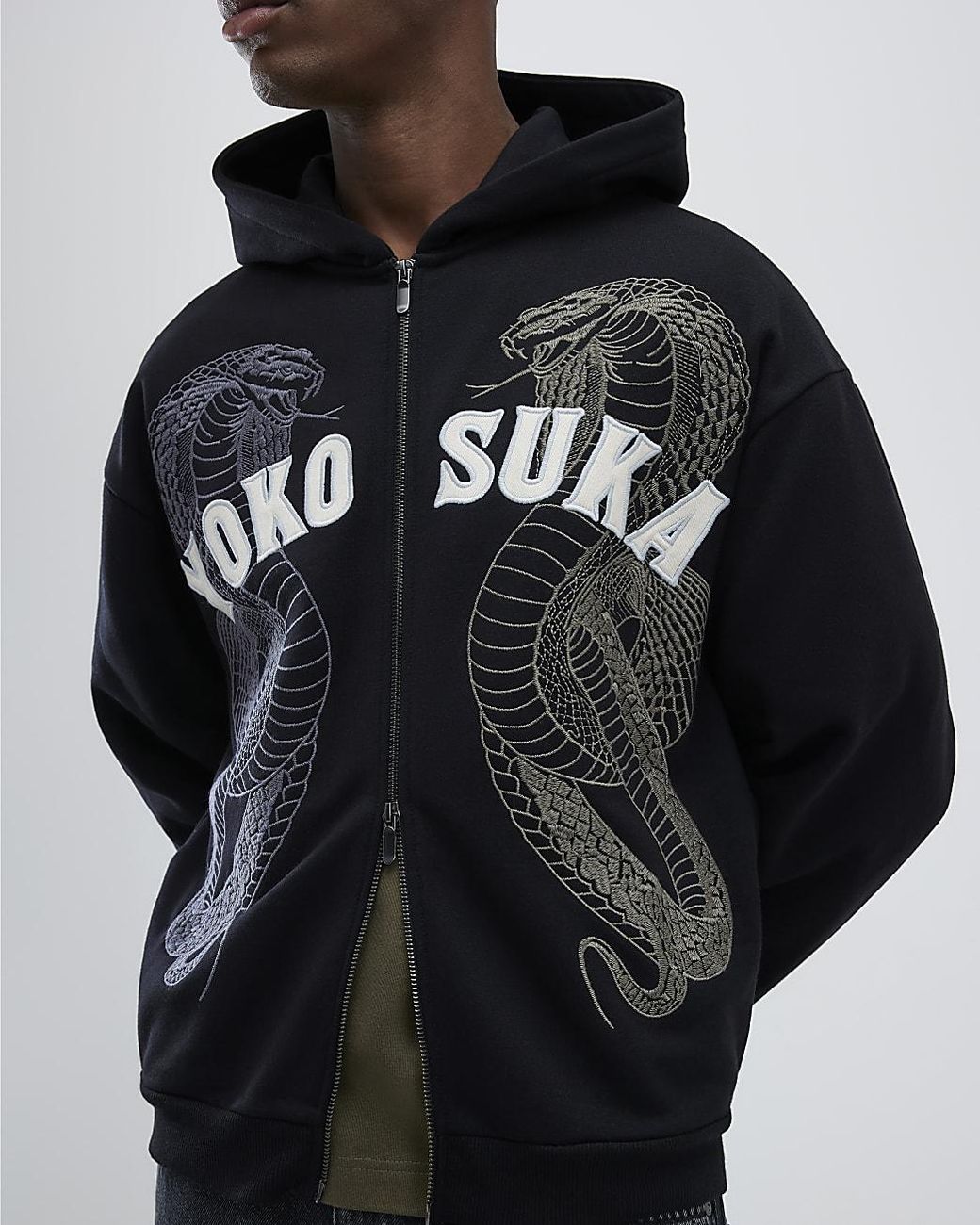 River Island Hoodie Embroidered Yokosuka Snake in Black for Men | Lyst UK