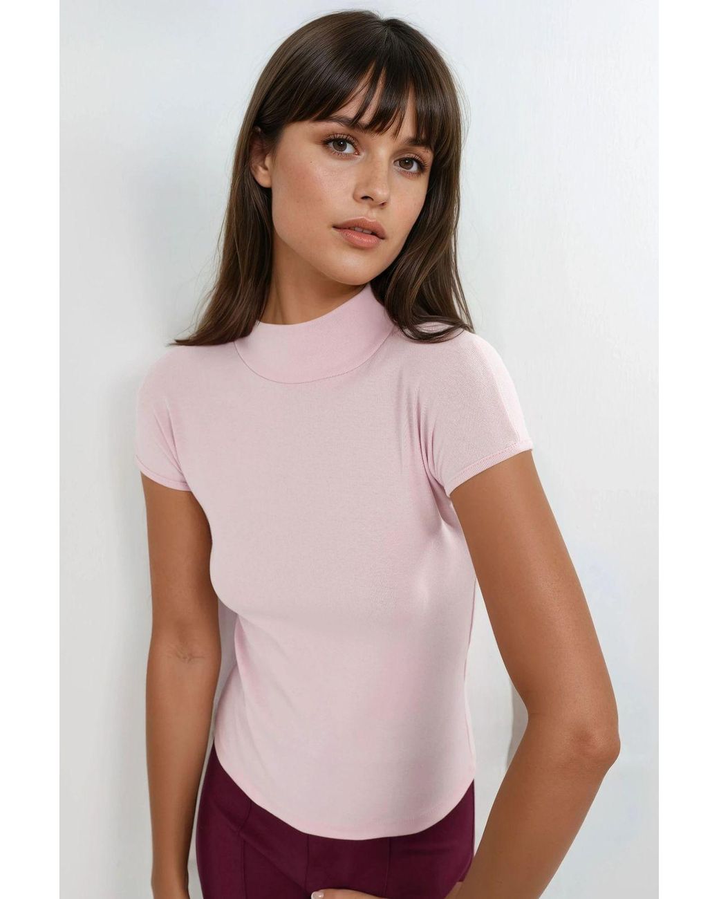 Busem White Fitted Half Turtleneck Cotton Blouse