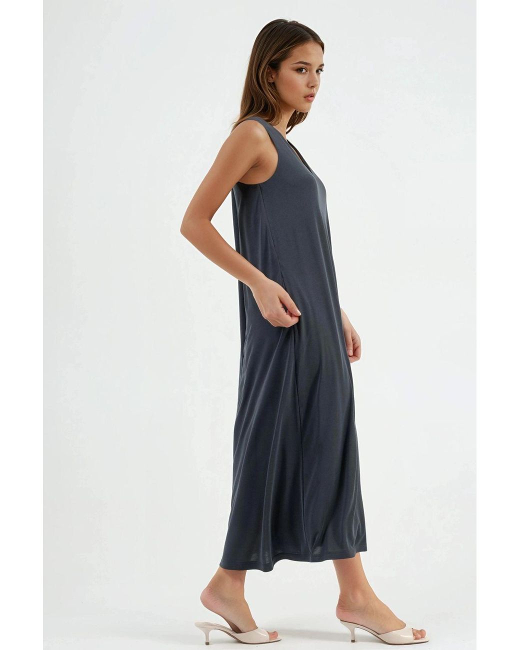 Busem Blue Halter Neck Modal Dress