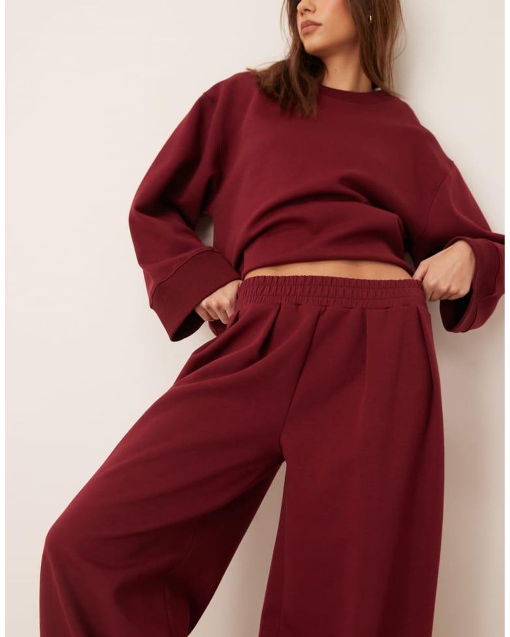 ASOS Red Interlock Super Wide Leg Trouser