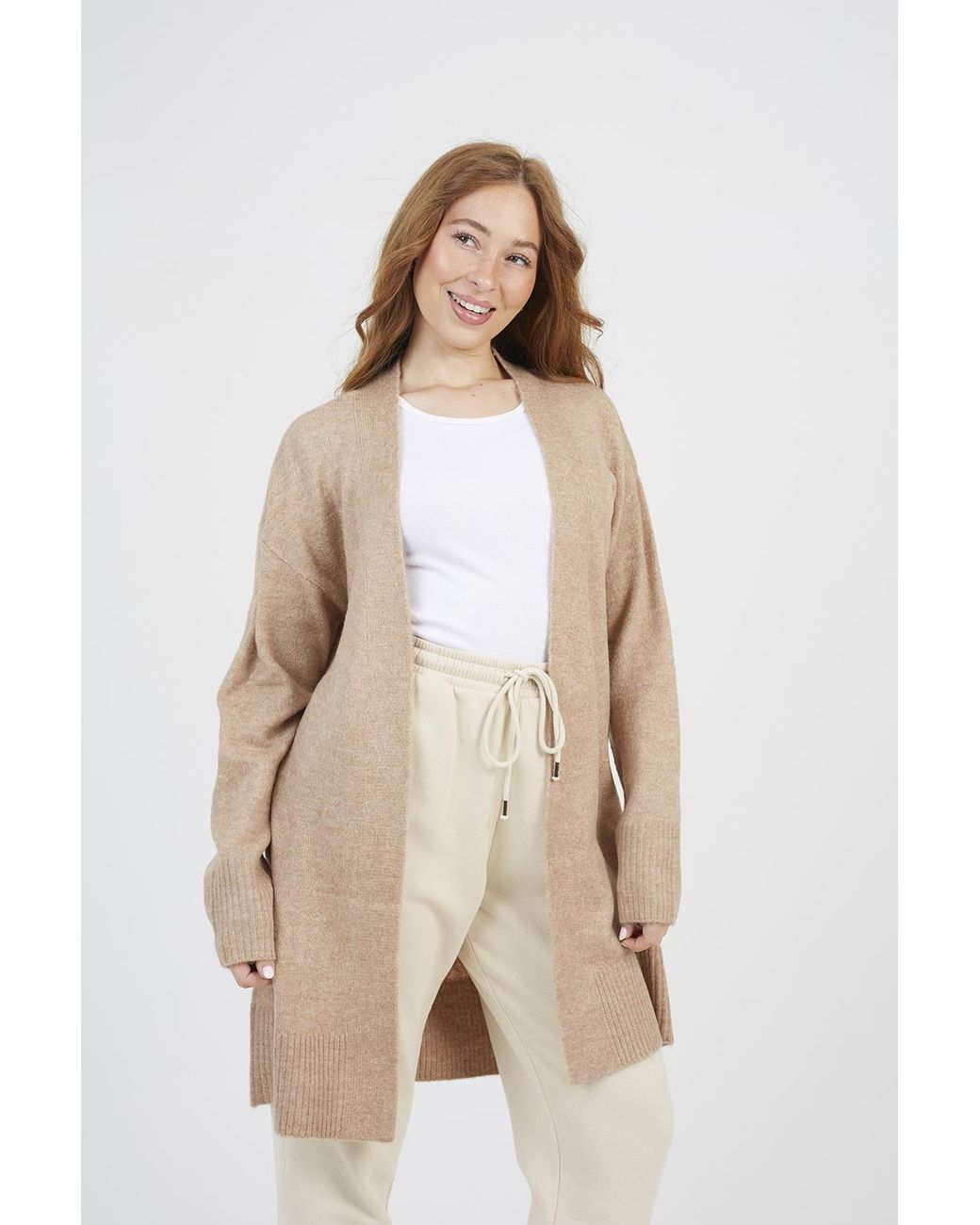 Brave Soul Natural Longline Dropped Shoulder Cardigan