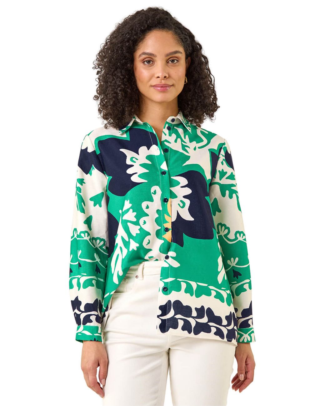 Roman Green Border Print Buttoned Shirt