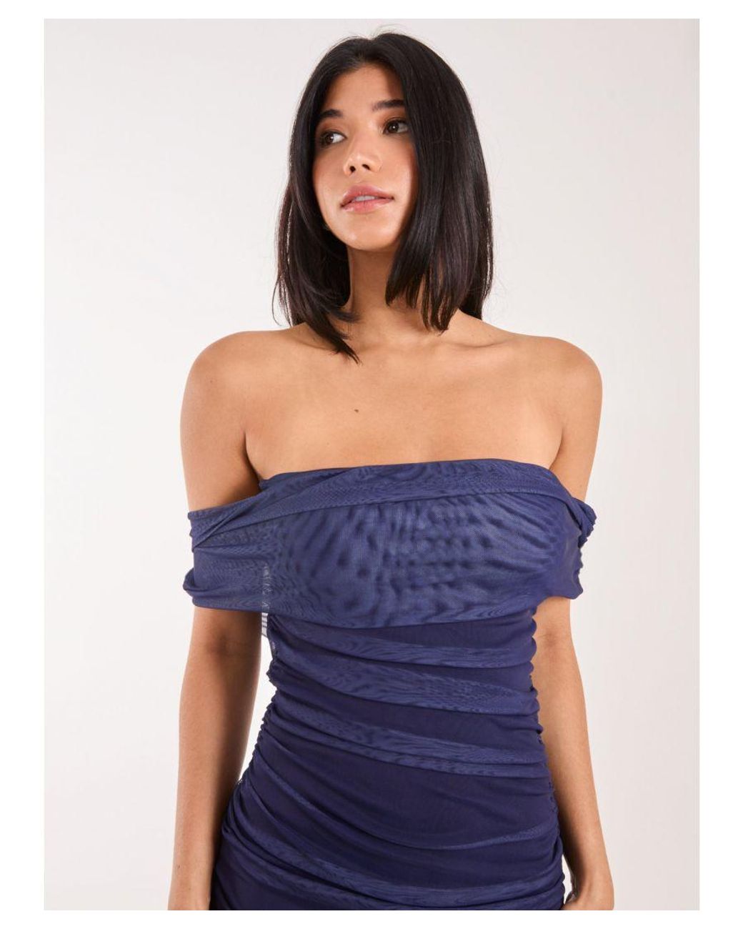 Pink Vanilla Blue Ombre Bardot Midi Dress