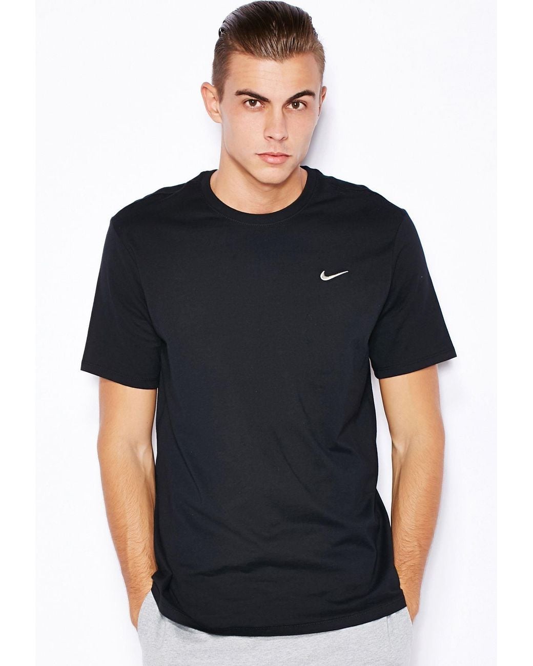Nike Black T Shirt With Embroidered Swoosh Cotton for men