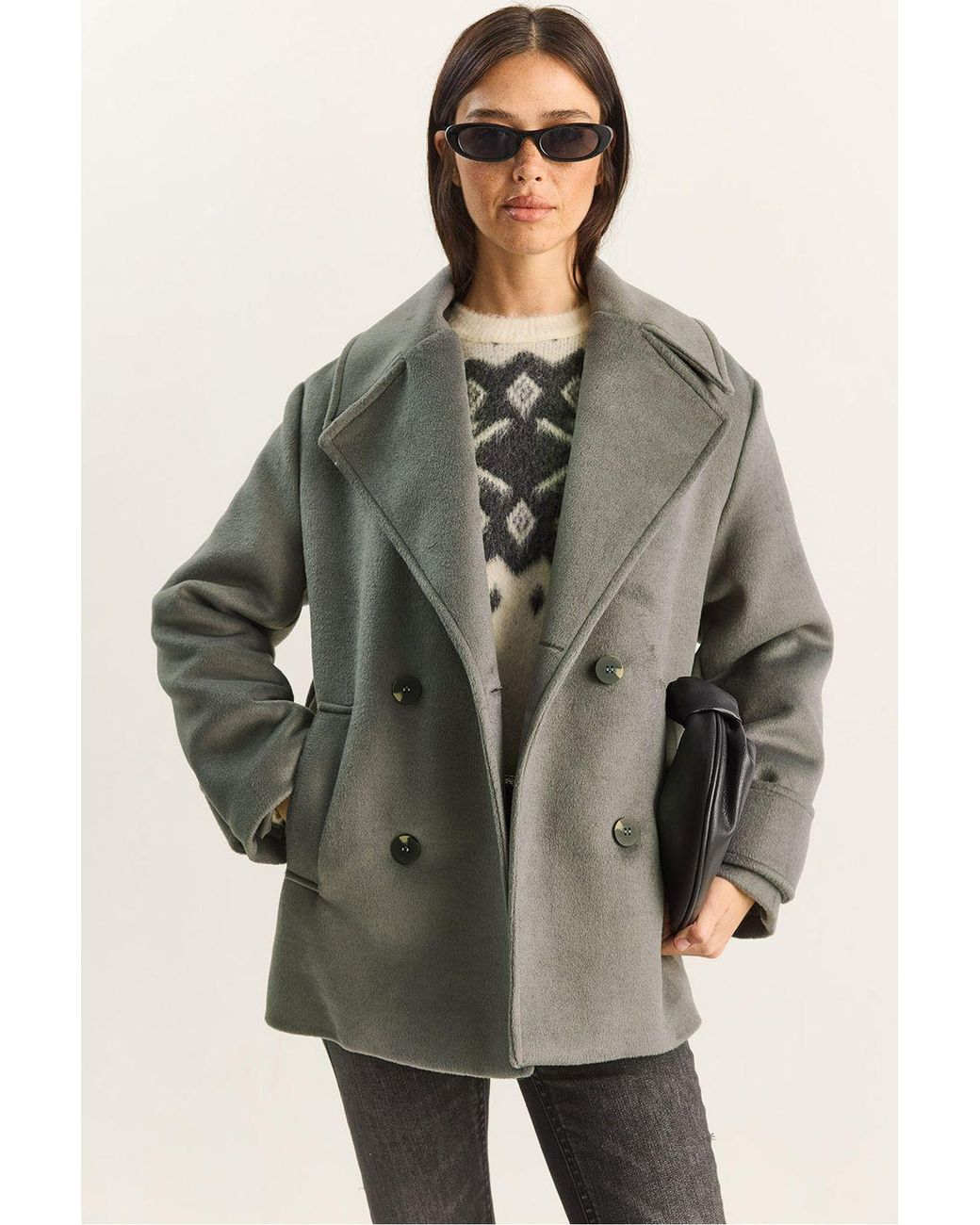 Bianco Lucci Multicolor Oversized Coat With Pockets