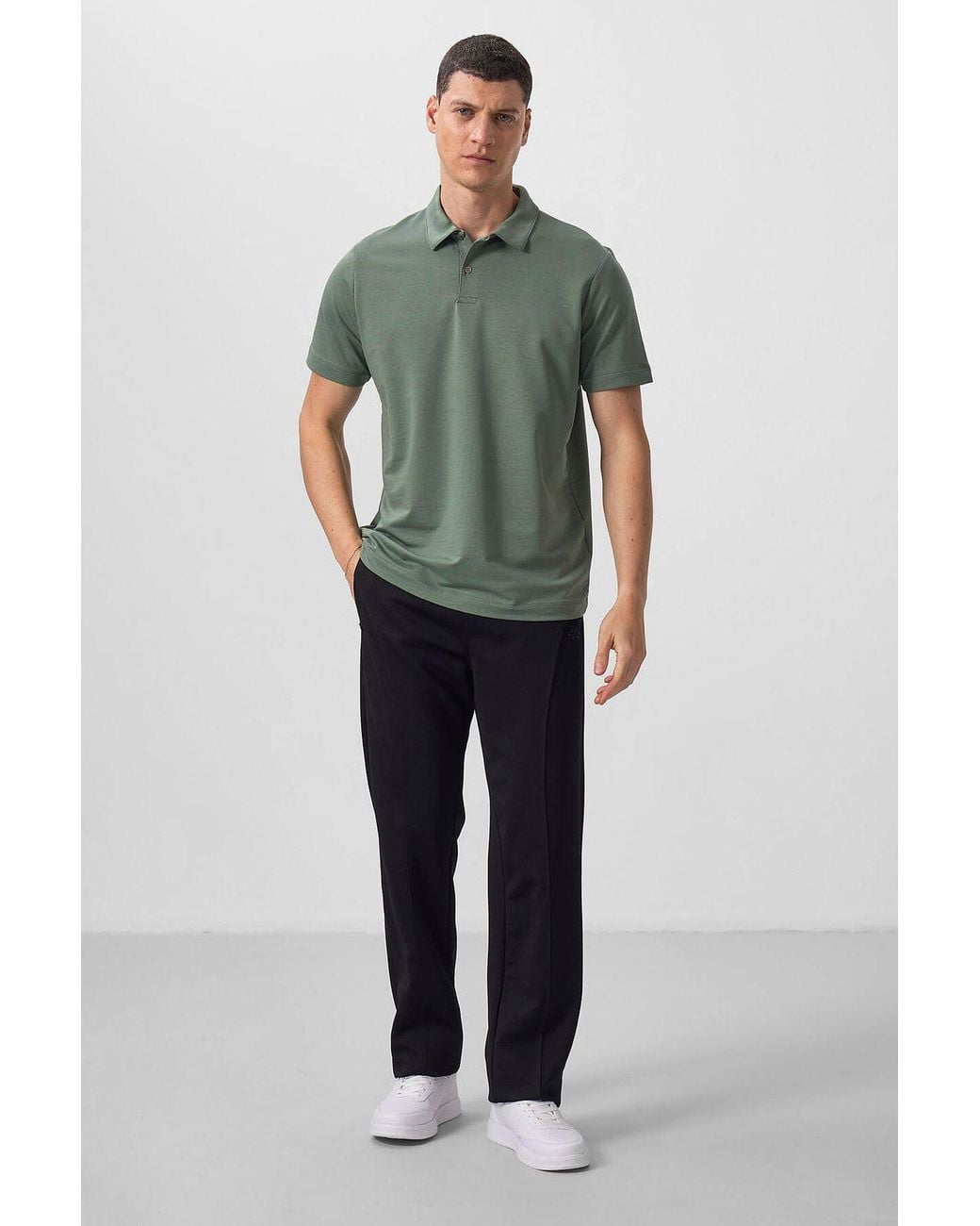 TOMMY LIFE Green Cotton Elastane Polo T-Shirt for men