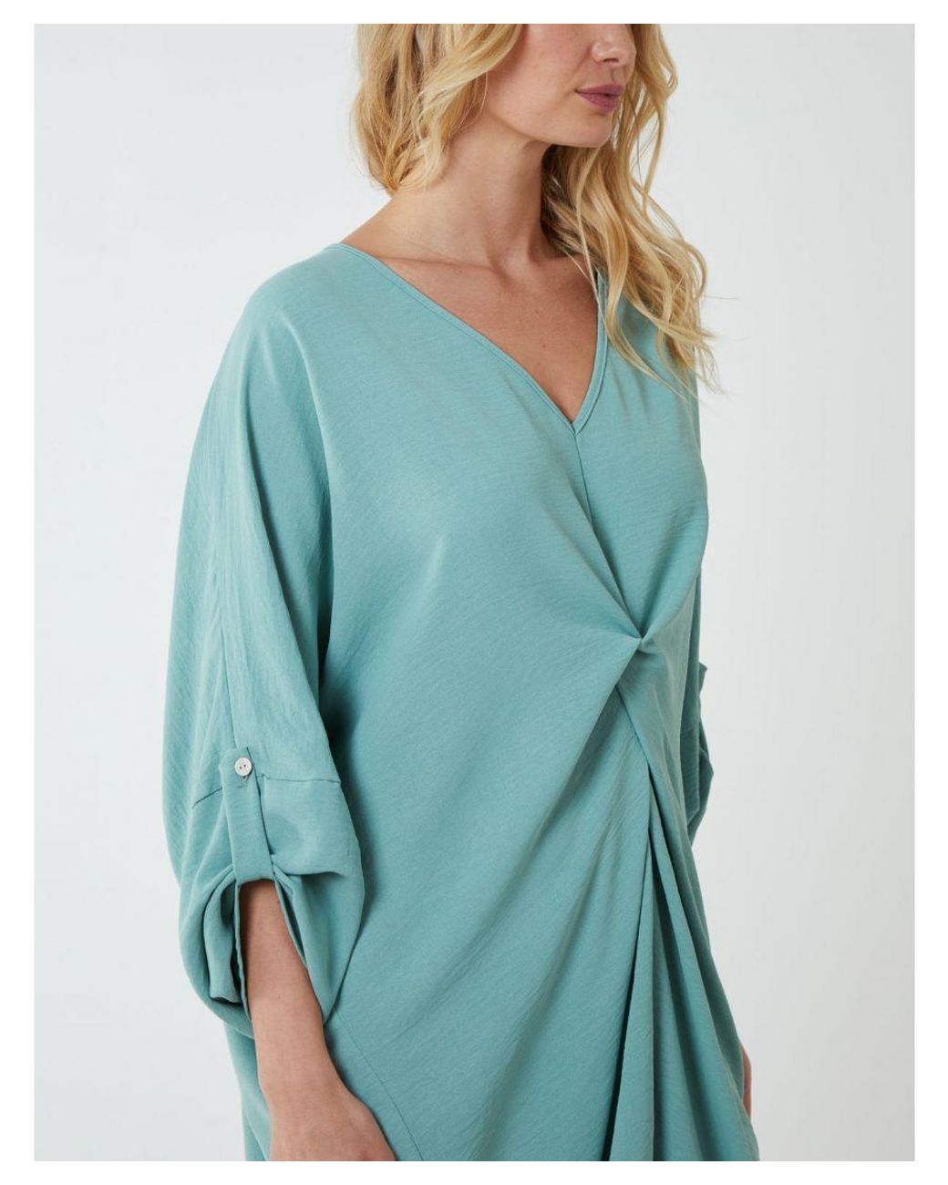 Blue Vanilla Green Twist Front Tunic Dress