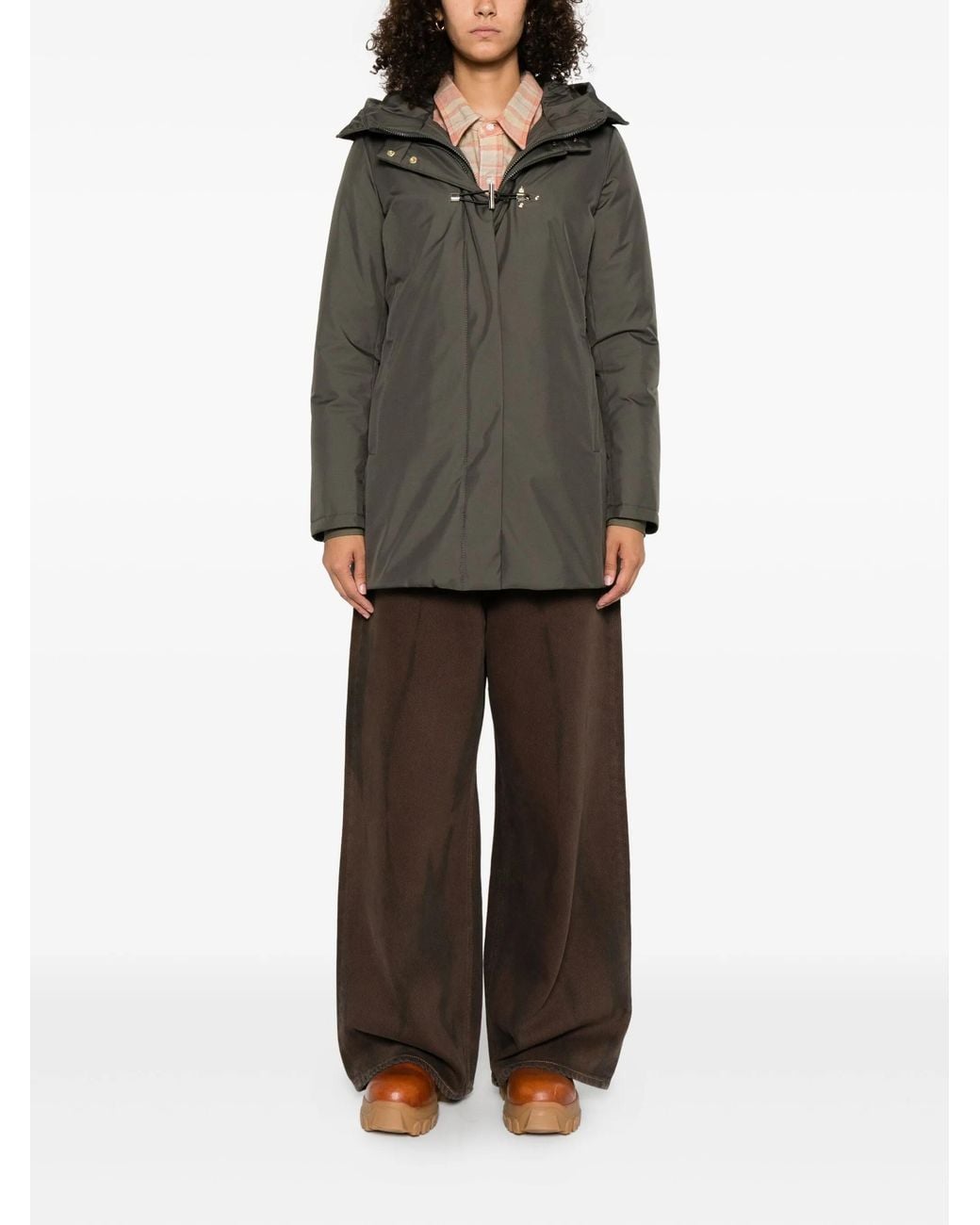 Fay Green Technical Gabardine Toggle Coat