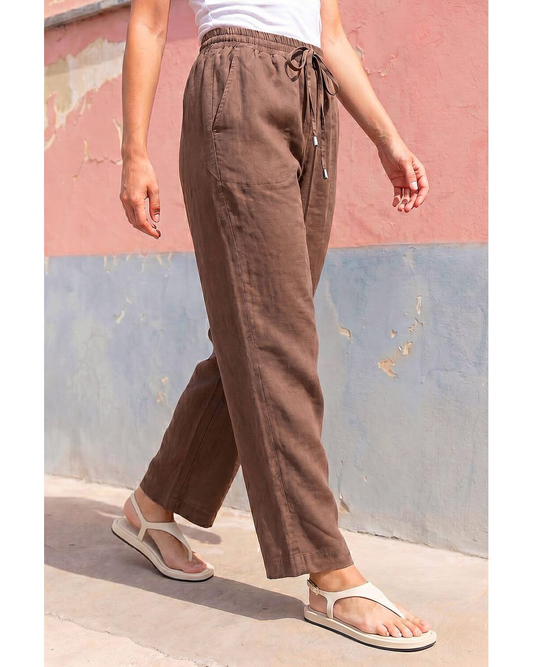 Roman Brown Petite Drawstring Trousers
