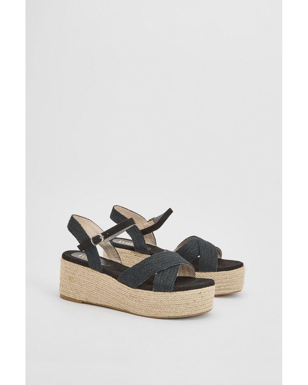 Faith Blue Olivia Open Toe Platform Espadrille Wedge Sandals