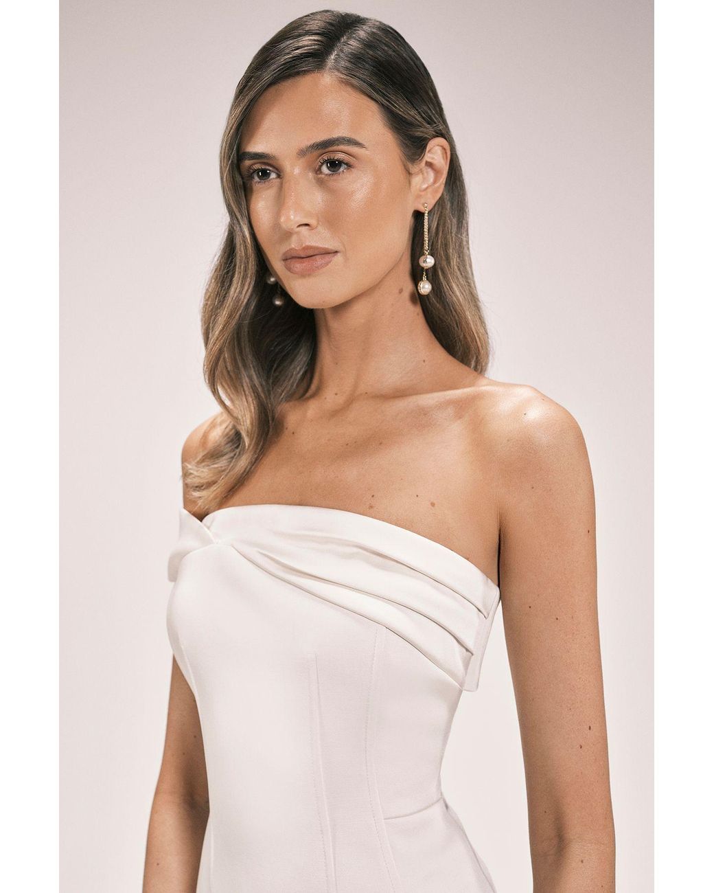 Karen Millen White Tailored Satin Bodice Top