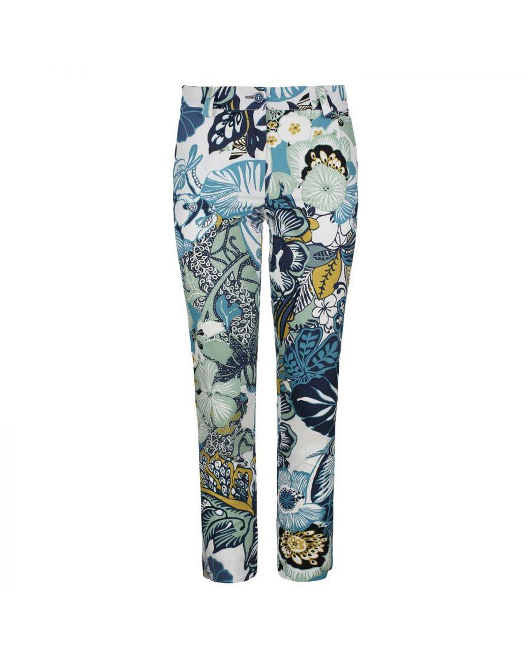 Conquista Blue Floral Cotton Pants