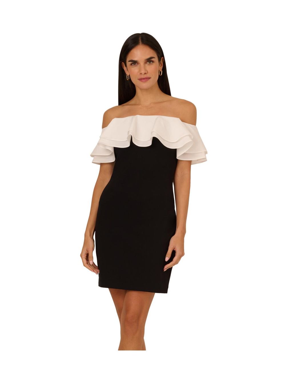 Adrianna Papell Black Knit Crepe Combo Mini Dress