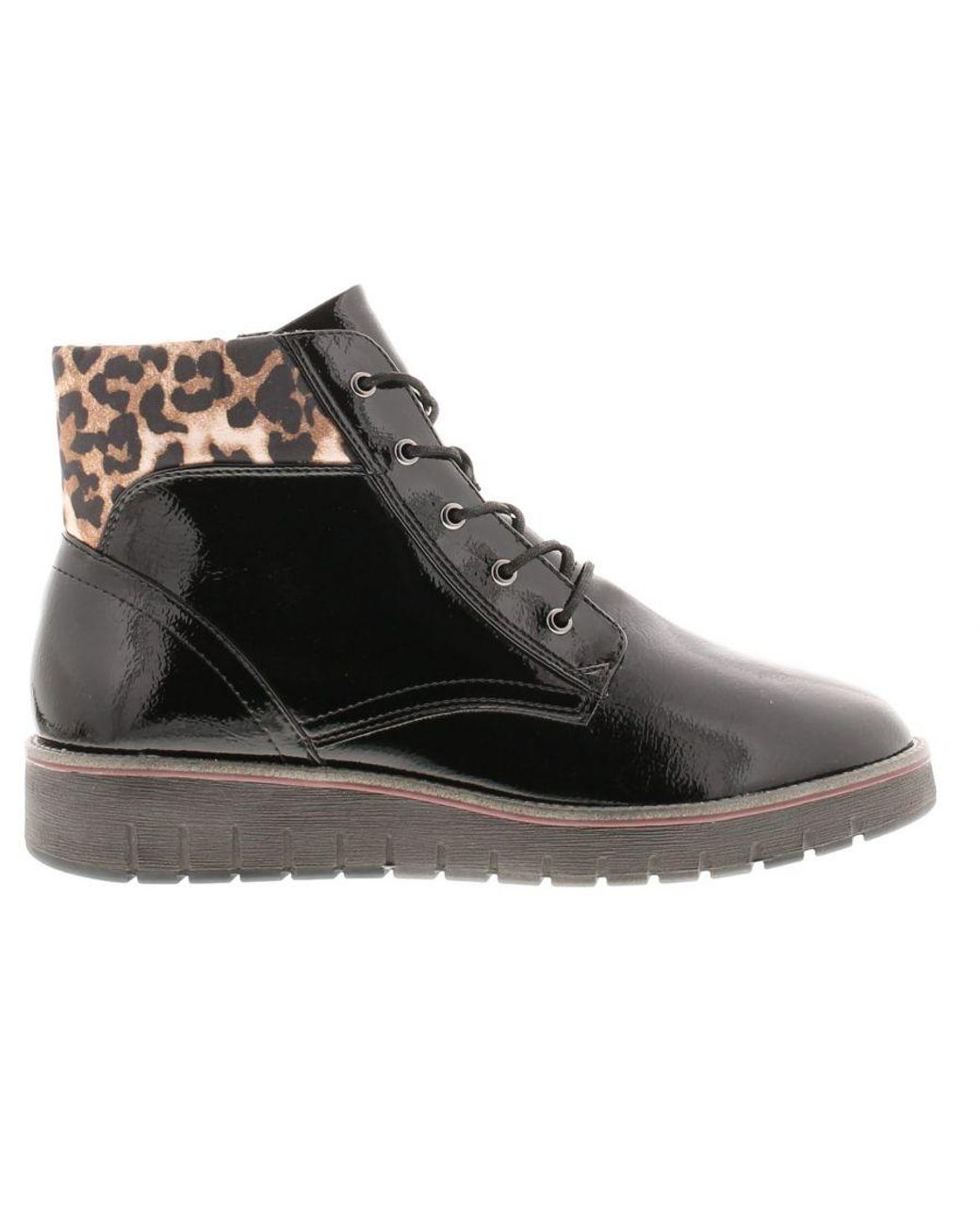 Marco Tozzi Black Boots Ankle Mollie Lace Up Patent