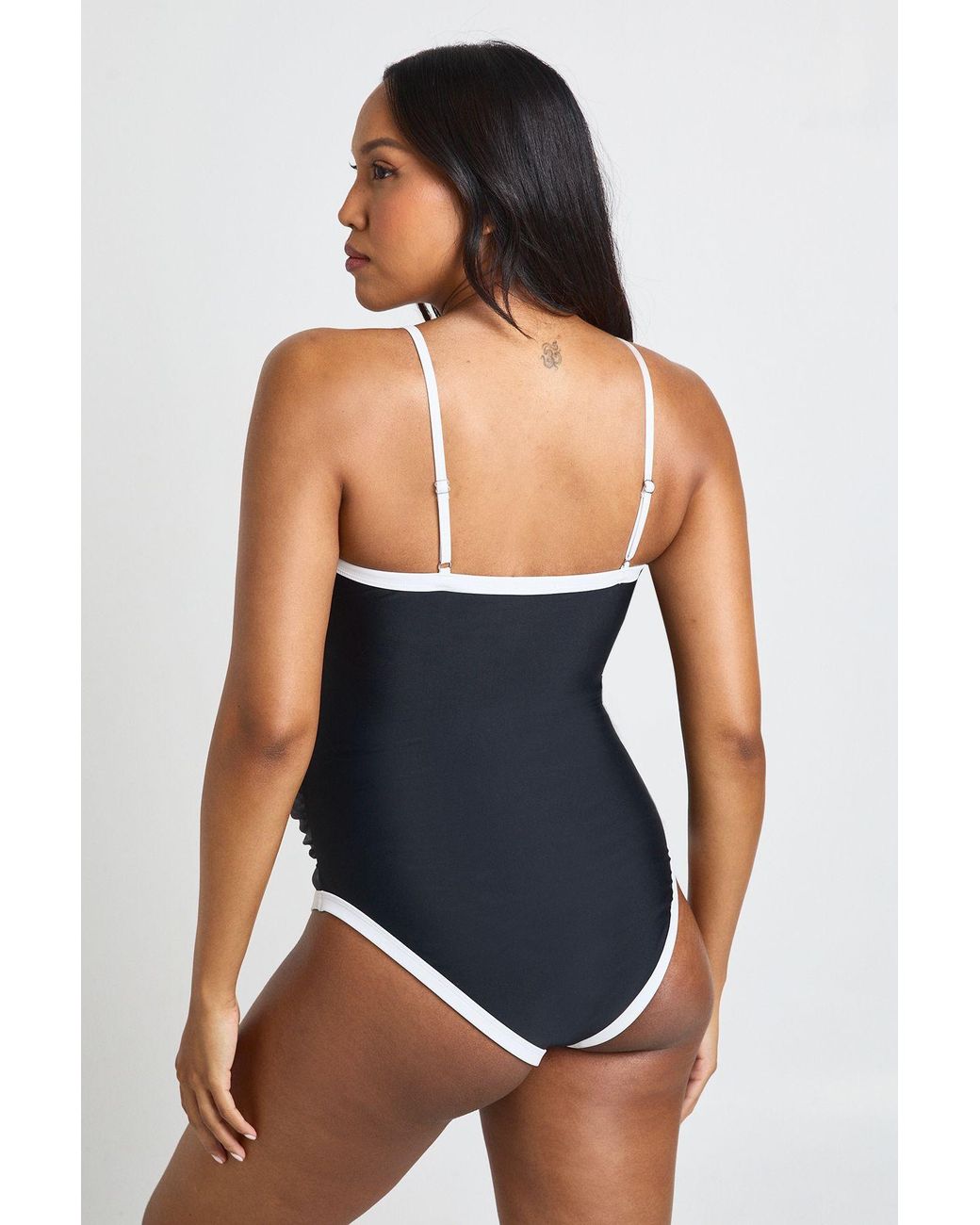 Boohoo Blue Maternity Contrast Square Neck Swimsuit