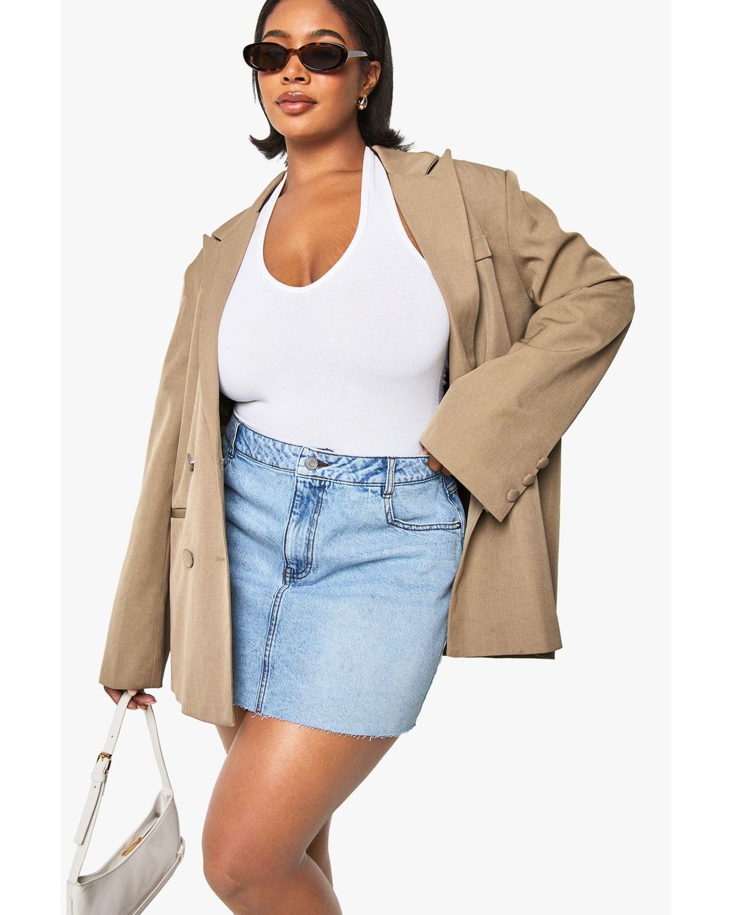 Boohoo Blue Plus Denim Mini Skirt