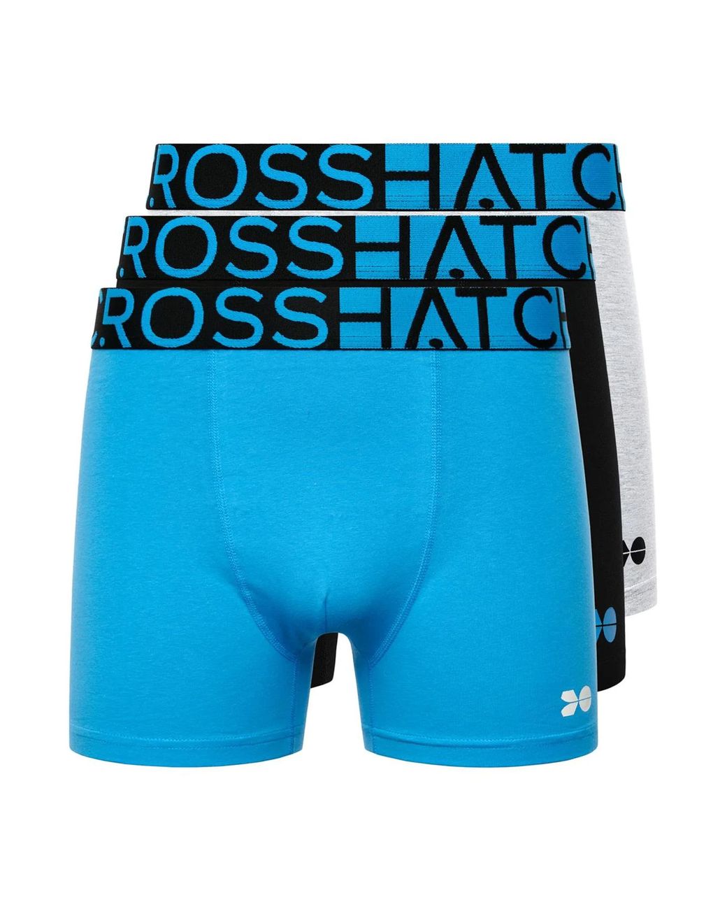 Crosshatch Blue Dumas Boxer Shorts (Pack Of 3) (Malibu) for men
