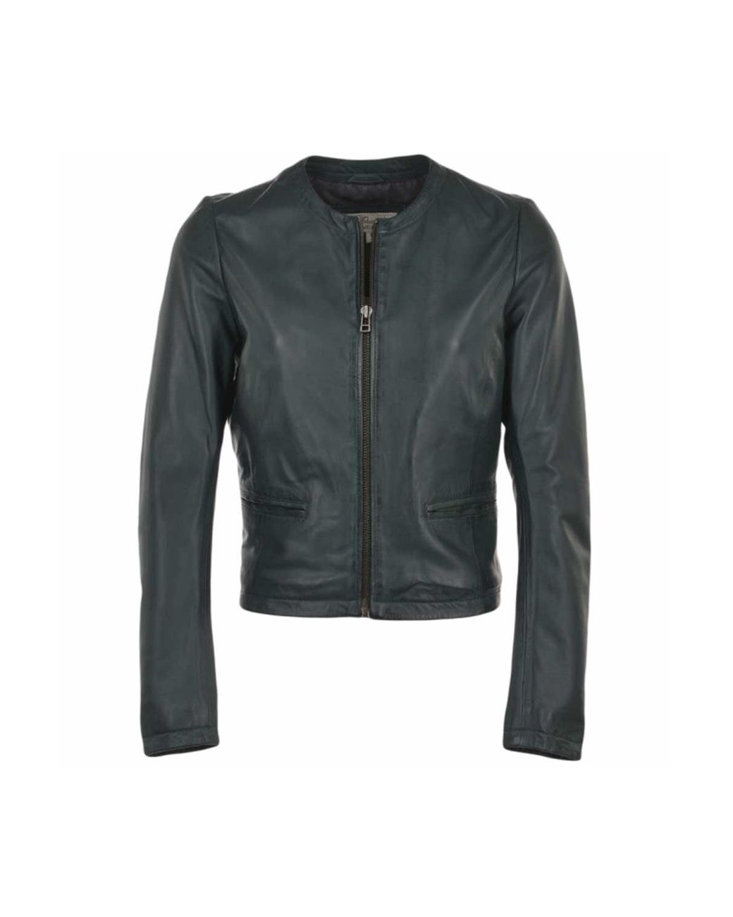 Ashwood Leather Black 'Ethel' Real Collarless Jacket