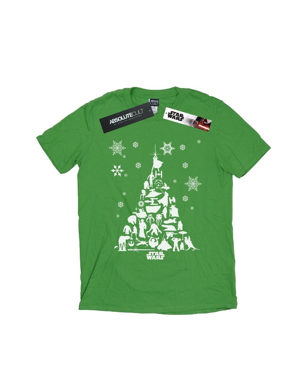 Star Wars Green Christmas Tree T-Shirt (Irish) Cotton for men