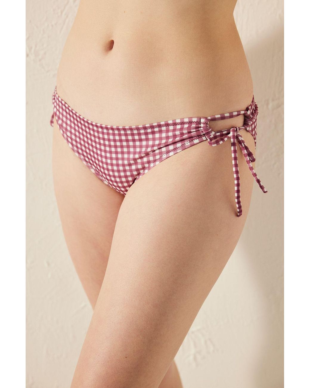 Penti Pink Low-Waist Gingham Hipster Bikini Bottoms