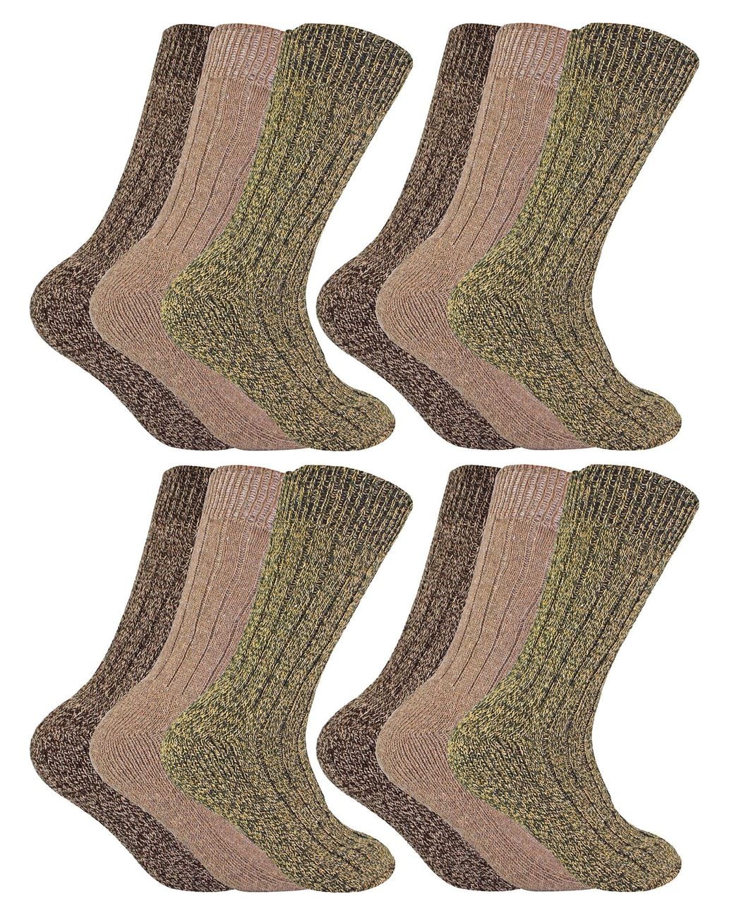 Sock Snob Brown 12 Pairs Wool Boot Socks For Hiking for men