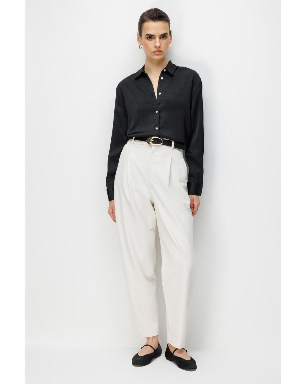 MixRay Black Regular Fit Satin Woven Button-Up Shirt