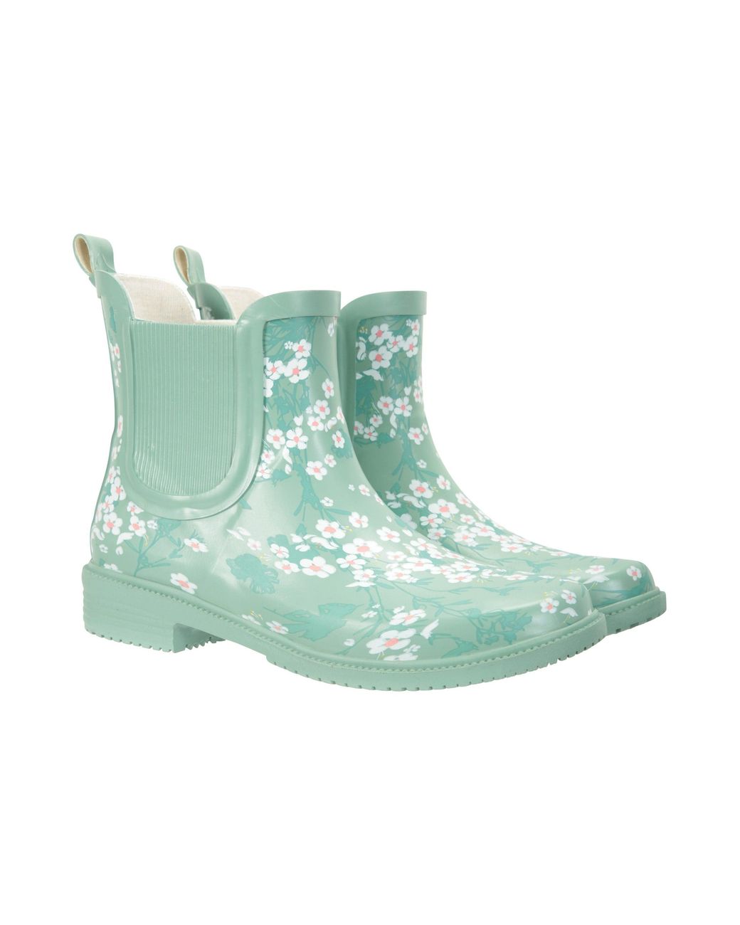 Mountain Warehouse Green Printed Rubber Ankle Wellies Waterproof Cushioned Outdoor Rain Boots