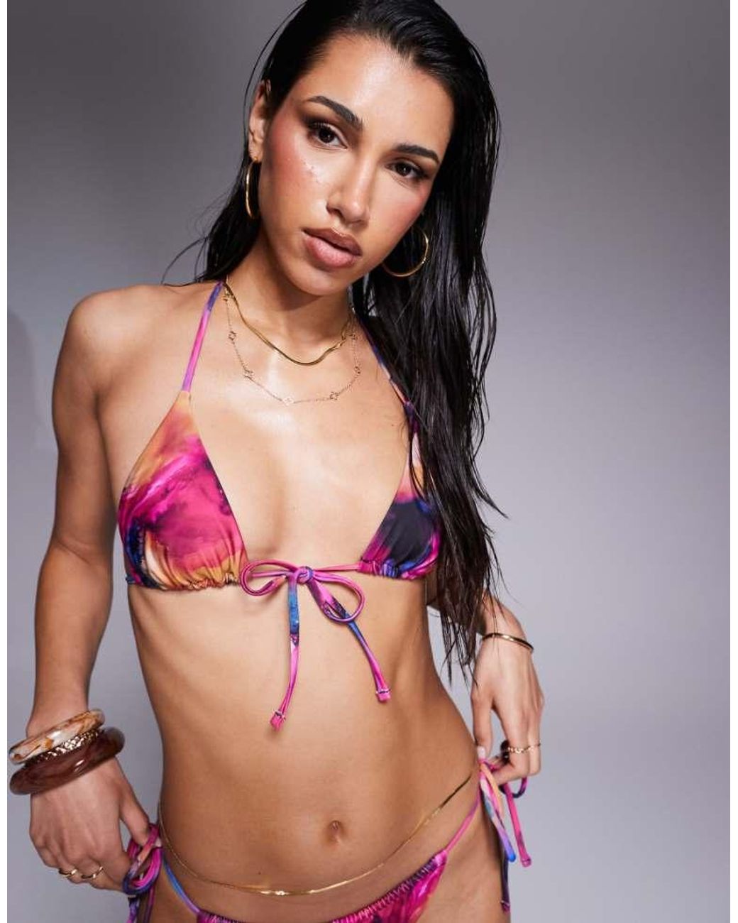 ASOS Red Arina Tie Front Triangle Bikini Top