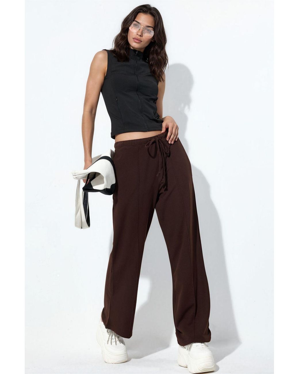Busem Brown Flare-Leg Jersey Joggers