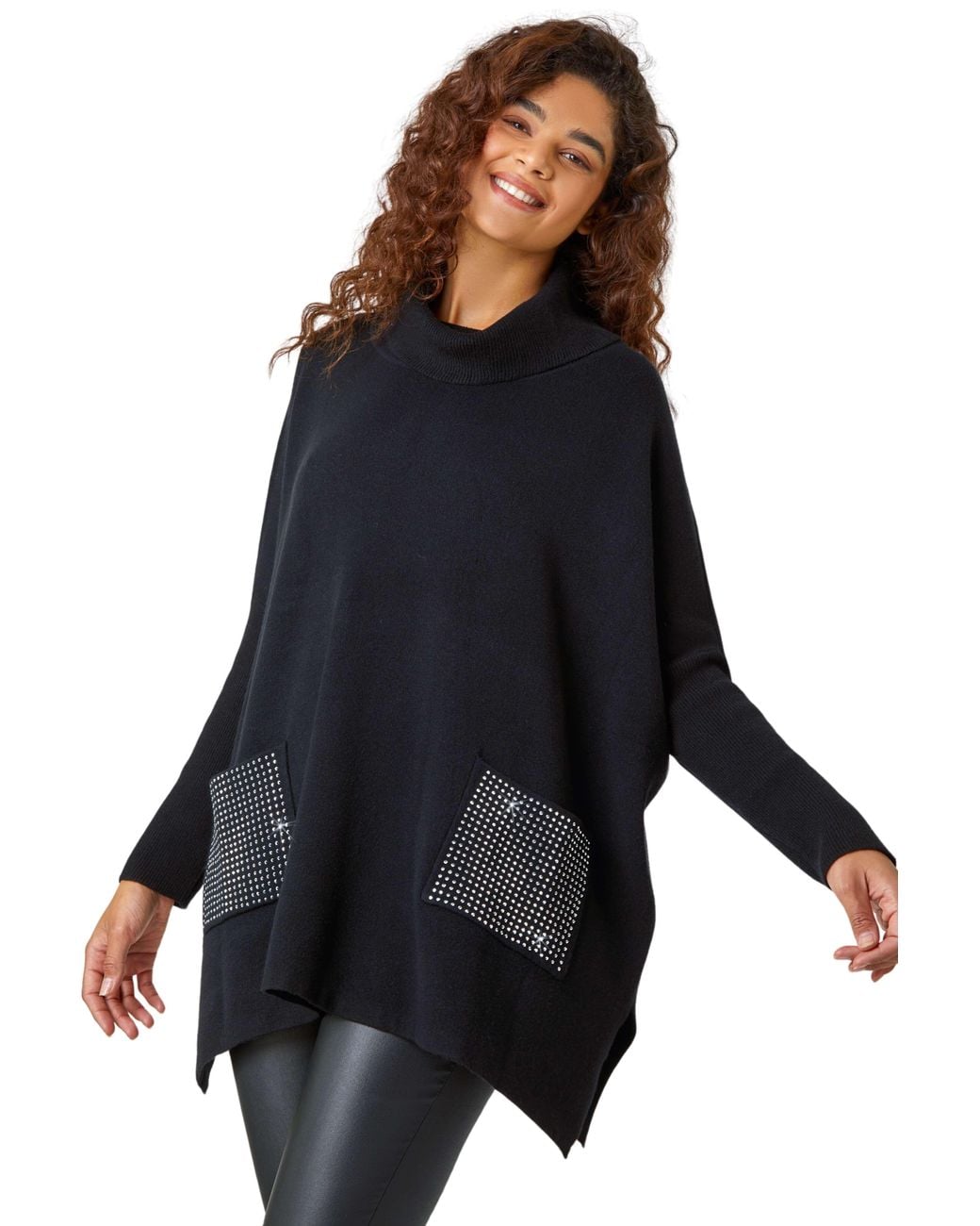 Roman Blue Sparkle Pocket Poncho Jumper