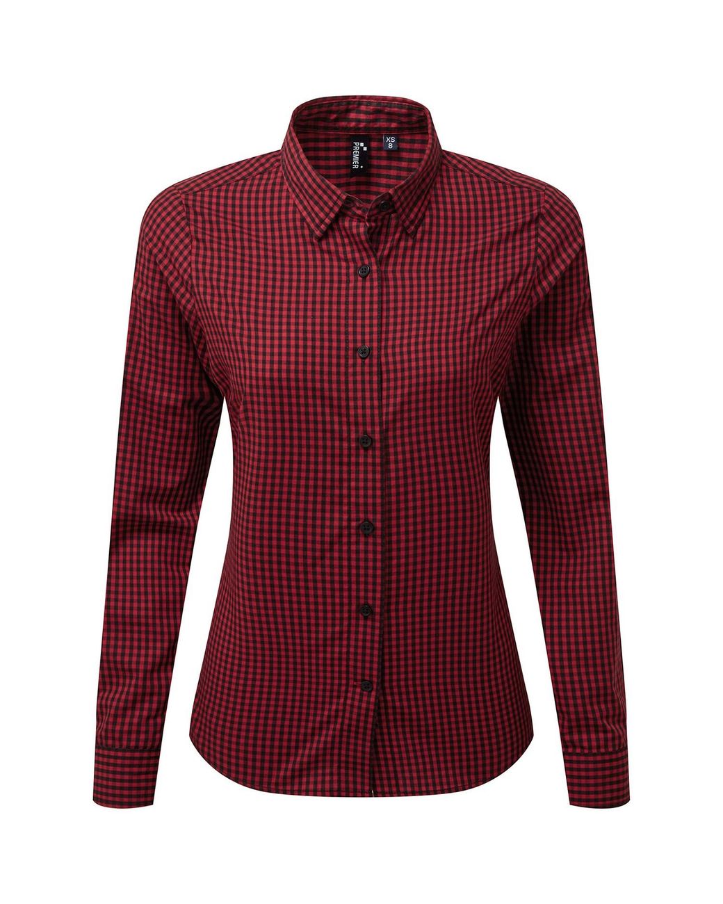 PREMIER Red Ladies Maxton Gingham Long-Sleeved Shirt