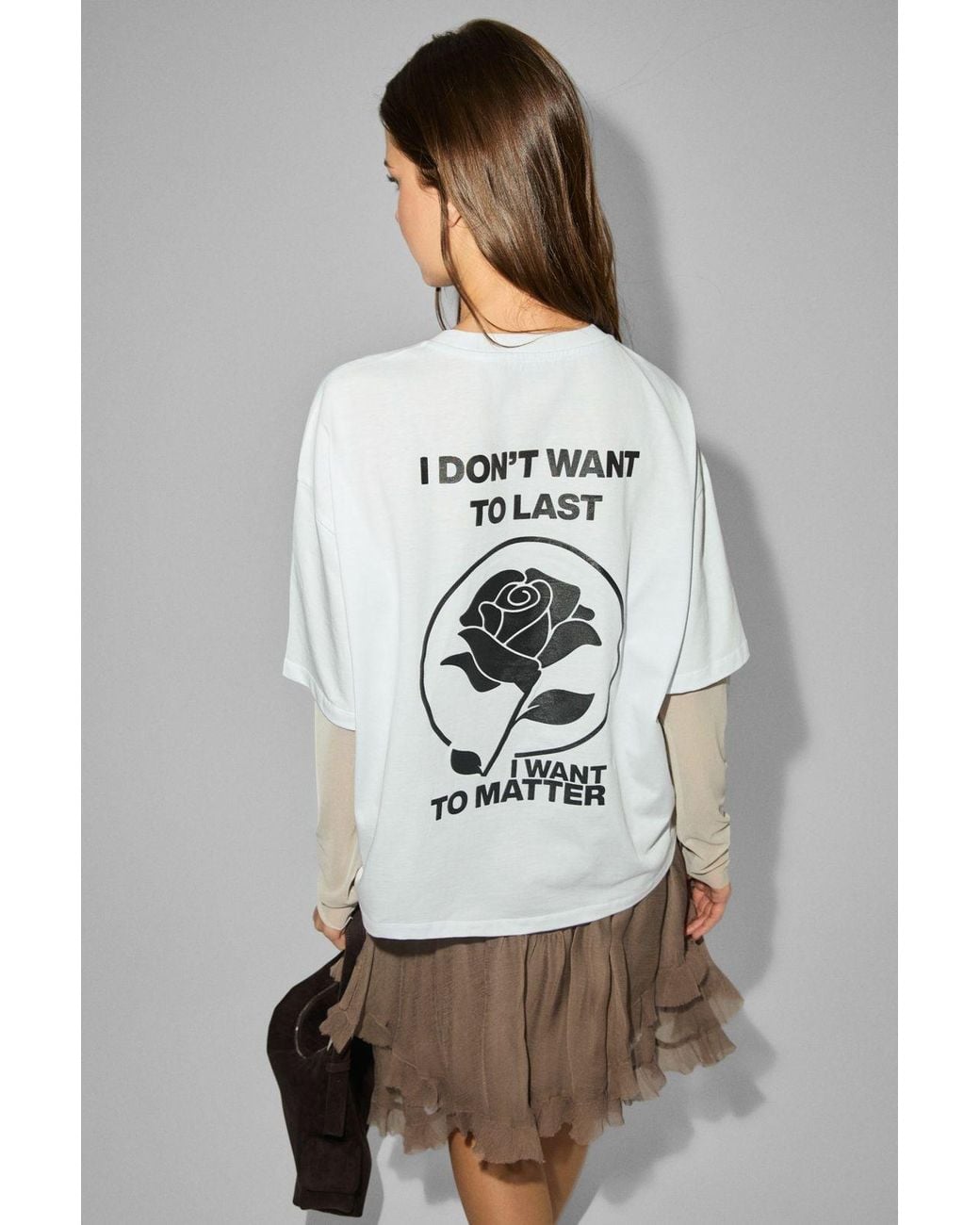 Grimelange Gray Printed Crew Neck T-Shirt